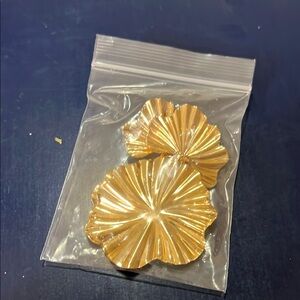 Gold Sunburst Earrings with Pleated Design